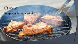 Presentation with food grill - PPT theme featuring cooking-culinary-and-food-concept background and a light blue colored foreground
