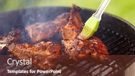  Presentation with food grill - Colorful presentation design enhanced with cooking-culinary-and-food-concept backdrop and a tawny brown colored foreground