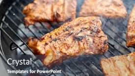  Presentation with food grill - PPT theme with cooking-culinary-and-food-concept background and a dark gray colored foreground