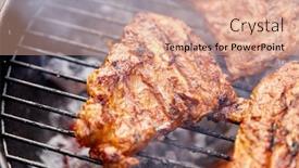  Presentation with food grill - PPT theme consisting of cooking-culinary-and-food-concept background and a coral colored foreground