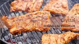  Presentation with food grill - Cool new presentation design with cooking-culinary-and-food-concept backdrop and a coral colored foreground