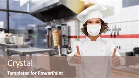 Presentation with medical face mask - PPT layouts with cooking-culinary-and-health-concept background and a gray colored foreground
