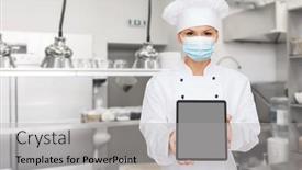  Presentation with computer virus - Cool new theme with cooking-culinary-and-health-concept backdrop and a light gray colored foreground