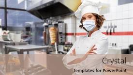  Presentation with medical face mask - Cool new slides with cooking-culinary-and-health-concept backdrop and a coral colored foreground