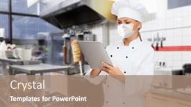  Presentation with computer virus - PPT layouts having cooking-culinary-and-health-concept background and a coral colored foreground