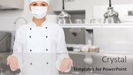  Presentation with medical face mask - Cool new PPT layouts with cooking-culinary-and-health-concept backdrop and a light gray colored foreground