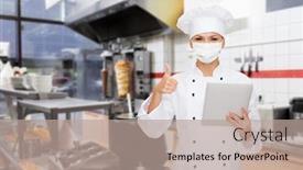  Presentation with computer virus - Slide deck having cooking-culinary-and-health-concept background and a mint green colored foreground