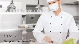  Presentation with medical face mask - PPT layouts having cooking-culinary-and-health-concept background and a light gray colored foreground