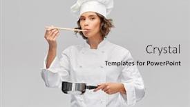  Presentation with cooking chef - Slides having cooking-culinary-and-people-concept background and a light gray colored foreground