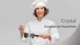  Presentation with culinary - Audience pleasing theme consisting of cooking-culinary-and-people-concept backdrop and a light gray colored foreground
