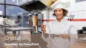  Presentation with cooking chef - Presentation design having cooking-culinary-and-people-concept background and a coral colored foreground