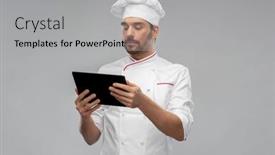  Presentation with culinary - Presentation theme enhanced with cooking-culinary-and-people-concept background and a light gray colored foreground