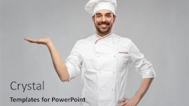  Presentation with cooking chef - Presentation having cooking-culinary-and-people-concept background and a light gray colored foreground