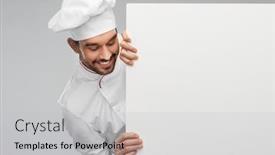  Presentation with cooking chef - Audience pleasing presentation consisting of cooking-culinary-and-people-concept backdrop and a light gray colored foreground