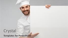  Presentation with culinary - Audience pleasing presentation theme consisting of cooking-culinary-and-people-concept backdrop and a soft green colored foreground