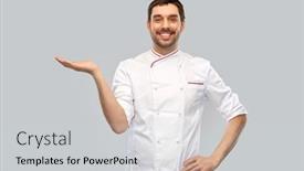  Presentation with culinary - Beautiful presentation theme featuring cooking-culinary-and-people-concept backdrop and a light gray colored foreground