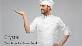  Presentation with culinary - Audience pleasing presentation theme consisting of cooking-culinary-and-people-concept backdrop and a light gray colored foreground