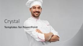  Presentation with grey - Colorful theme enhanced with cooking-culinary-and-people-concept backdrop and a light gray colored foreground