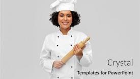  Presentation with cooking chef - Presentation theme featuring cooking-culinary-and-people-concept background and a light gray colored foreground