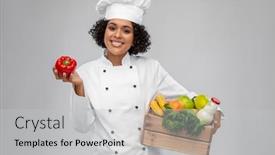  Presentation with cooking chef - PPT layouts featuring cooking-culinary-and-people-concept background and a light gray colored foreground