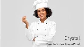  Presentation with cooking chef - Slide set enhanced with cooking-culinary-and-people-concept background and a light gray colored foreground