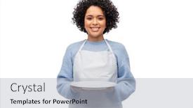  Presentation with white plate - Slide deck featuring cooking-culinary-and-people-concept background and a light gray colored foreground