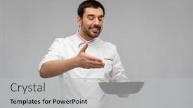  Presentation with cooking chef - Slide deck consisting of cooking-culinary-and-people-concept background and a light gray colored foreground