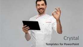  Presentation with cooking chef - Theme having cooking-culinary-and-people-concept and a light gray colored foreground