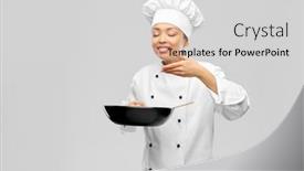  Presentation with cooking chef - PPT theme featuring cooking-culinary-and-people-concept background and a light gray colored foreground