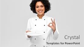  Presentation with cooking chef - Presentation design with cooking-culinary-and-people-concept background and a light gray colored foreground