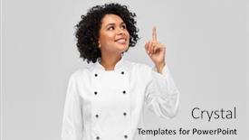  Presentation with cooking chef - Presentation theme featuring cooking-culinary-and-people-concept background and a light gray colored foreground