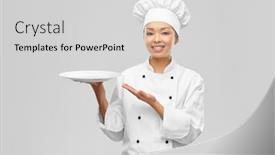  Presentation with cooking chef - Slide set enhanced with cooking-culinary-and-people-concept background and a light gray colored foreground