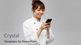  Presentation with cooking chef - Slide set having cooking-culinary-and-people-concept background and a light gray colored foreground