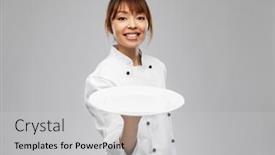  Presentation with cooking chef - Slide deck featuring cooking-culinary-and-people-concept background and a light gray colored foreground
