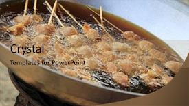  Presentation with cooking oil - Slide deck enhanced with cooking deep frying meatballs fishball background and a coral colored foreground