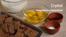  Presentation with cooking - Theme consisting of cooking dough ingredients recipe steps background and a coral colored foreground