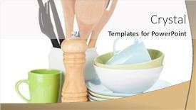  Presentation with cooking equipment - Slide set featuring cooking equipment isolated on white background background and a white colored foreground