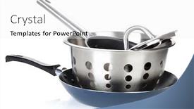  Presentation with cooking equipment - Colorful presentation theme enhanced with cooking-equipment-isolated-on-white backdrop and a white colored foreground