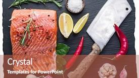  Presentation with salmon fish - Presentation theme enhanced with cooking fish - fresh salmon on the black background and a red colored foreground