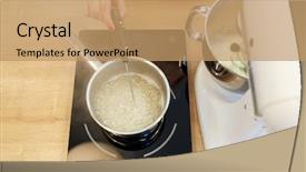  Presentation with cooking - Amazing presentation design having cooking food and kitchen appliances backdrop and a coral colored foreground