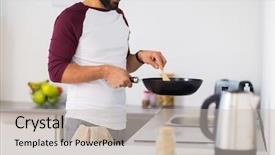  Presentation with clean water healthy concept - Colorful slide deck enhanced with cooking food at home kitchen backdrop and a soft green colored foreground