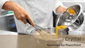  Presentation with restaurant kitchen - Presentation theme enhanced with cooking-food-baking-and-people background and a coral colored foreground