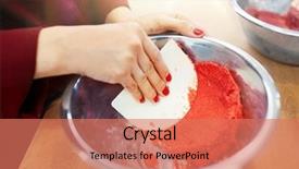  Presentation with pastry cream - Presentation design featuring cooking food and people concept background and a  colored foreground