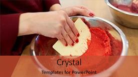  Presentation with pastry cream - Cool new PPT theme with cooking food and people concept backdrop and a  colored foreground