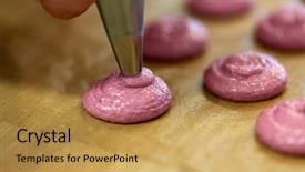  Presentation with pastry cream - Beautiful PPT theme featuring cooking food and people concept backdrop and a  colored foreground