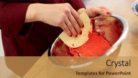  Presentation with pastry chef - Slide deck with cooking food and people concept background and a  colored foreground