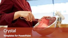  Presentation with pastry cream - Presentation with cooking food and people concept background and a  colored foreground