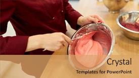  Presentation with pastry cream - Audience pleasing slides consisting of cooking food and people concept backdrop and a  colored foreground