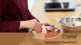  Presentation with pastry chef - Amazing PPT theme having cooking food and people concept backdrop and a  colored foreground