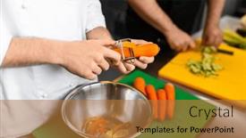  Presentation with restaurant kitchen - Presentation enhanced with cooking-food-profession-and-people background and a gold colored foreground